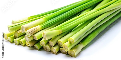 Fresh Lemongrass, Isolated White Background - High-Resolution Stock Photo