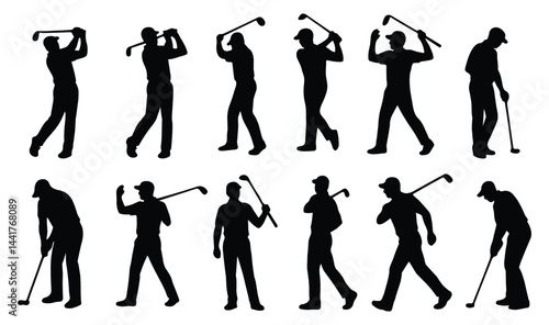 set of golfer silhouettes 