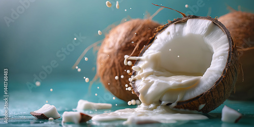 Fresh Coconut Slice with Milk Dripping