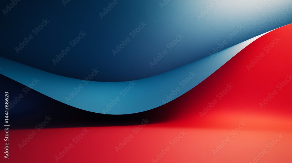 Fototapeta premium Stunning blue-to-red gradient background with a subtle curved shape for depth. Perfect for abstracts, wallpapers, and modern designs. 4K high resolution.