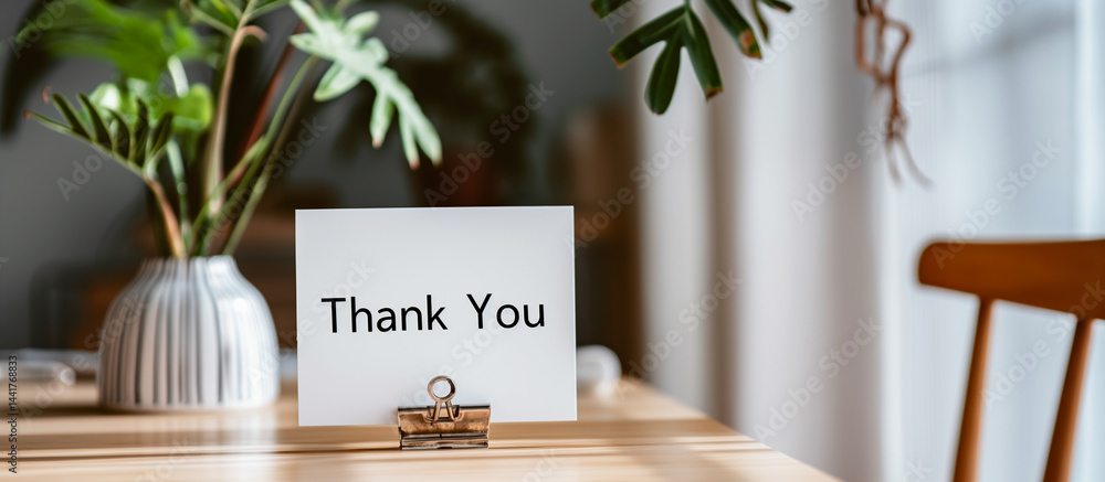 Casual Gratitude: Simple note saying “thank you” placed beside on the table