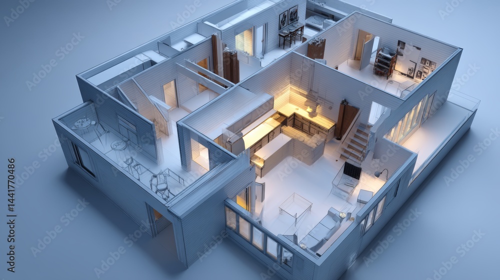 House isometric interior design 3D House isometric interior design 3D