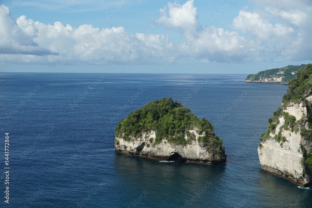 Tranquil coastal landscape nusa penida aerial view serene ocean nature's beauty Tranquil coastal landscape nusa penida aerial view serene ocean nature's beauty