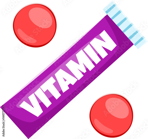 Hospital cartoon font vitamin dragee punctuation percent symbol. Medical English typeset sign, medicine vector kids ABC font special symbol. Healthcare English alphabet typeface element or type mark