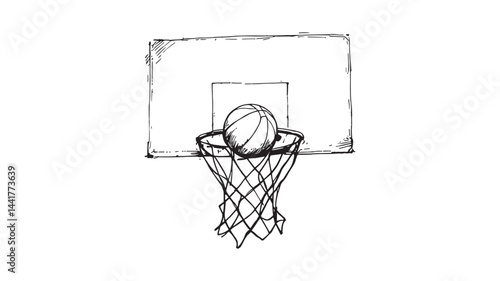 Basketball full details line art sketch of iconic slam dunks