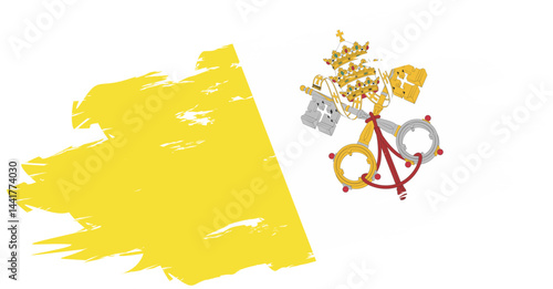 Fotografie A stylized representation of the Vatican flag featuring the papal coat of arms