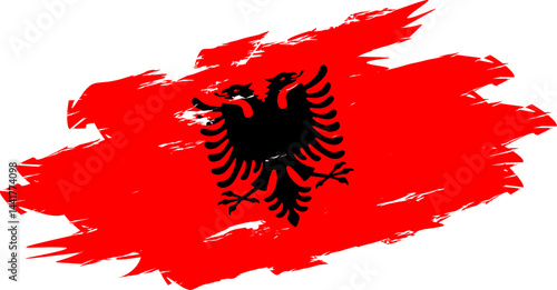 A stylized representation of the Albanian flag with a black eagle on a red background.