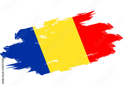 Illustration of Rumania's flag featuring green, yellow, and red vertical stripes for use in educational or cultural contexts