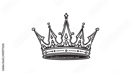 golden crown line art elegant design symbolizing regal ancient power