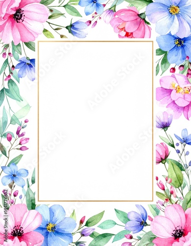 Watercolor Floral Frame Background