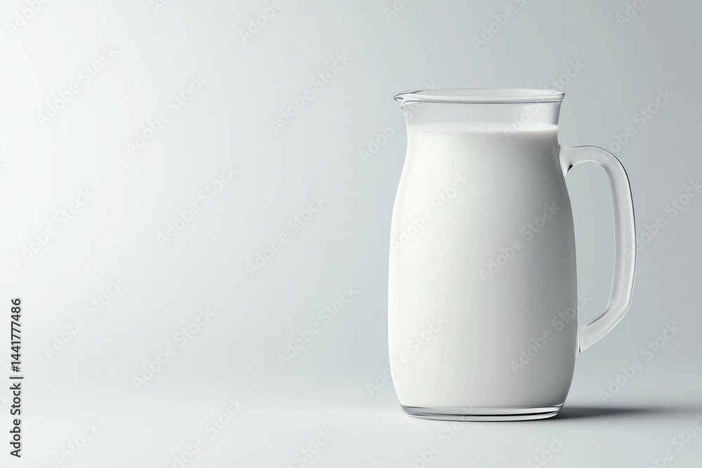 Glass pitcher filled with milk Glass pitcher filled with milk