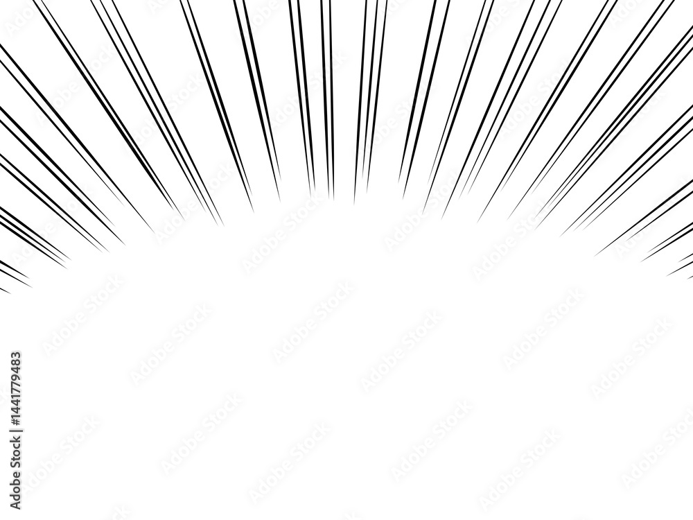 Obraz premium 集中線の背景イラスト素材 効果線 白黒