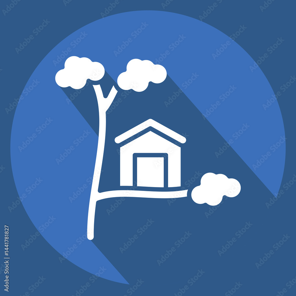 Fototapeta premium Icon Tree House. related to House symbol. long shadow style. design editable