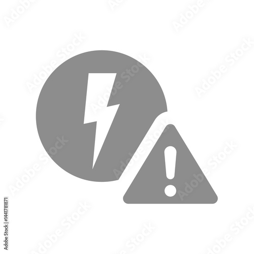 Electricity warning with exclamation point icon. Beware high voltage attention and danger vector sign.
