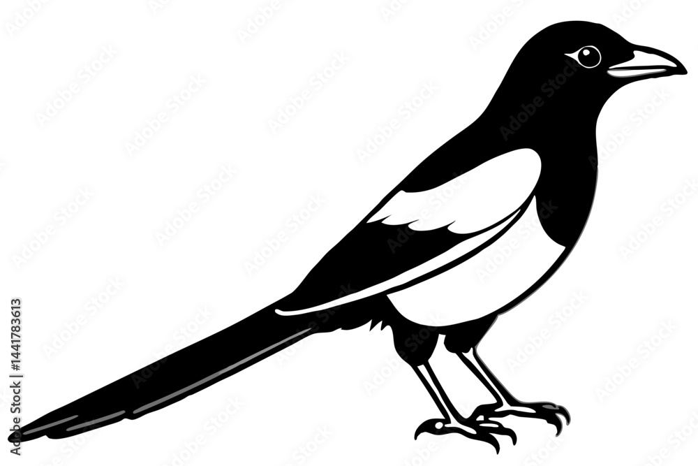 Obraz premium Elegant Magpie Line Art