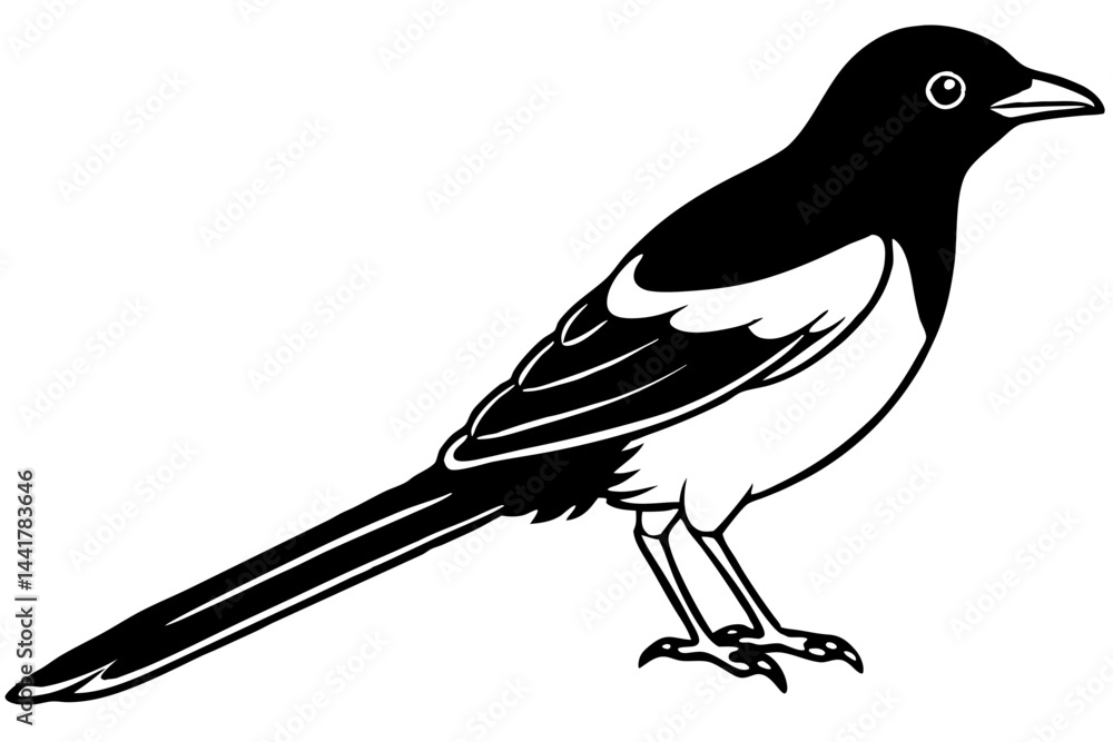 Obraz premium Elegant Magpie Line Art