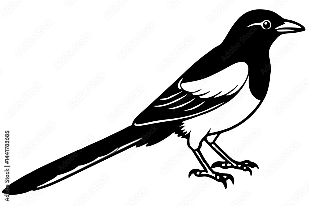 Obraz premium Elegant Magpie Line Art