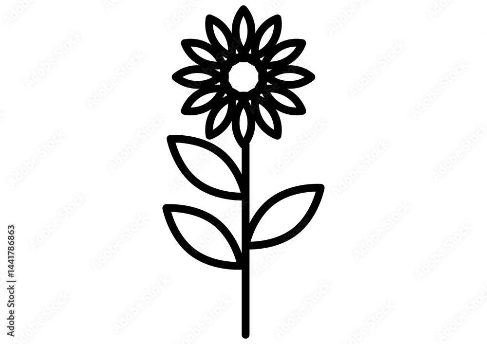 黒のシンプルな一輪の花のアイコン 黒のシンプルな一輪の花のアイコン