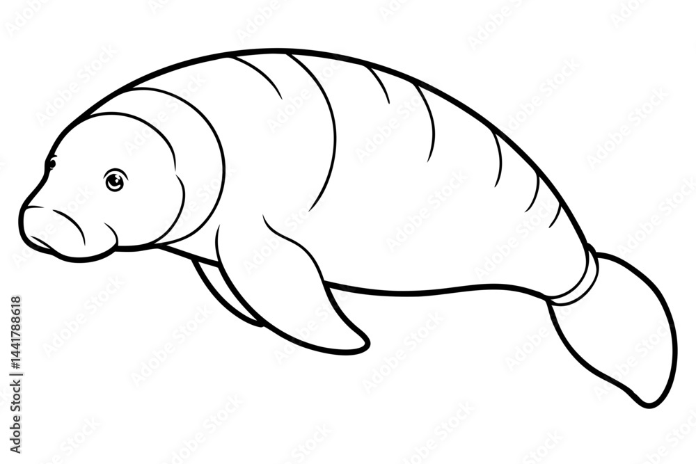 Fototapeta premium Elegant Manatee Line Art