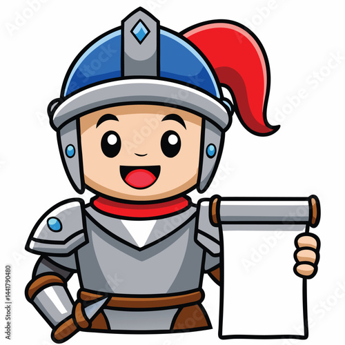 Cartoon Knight Character Holding a Scroll