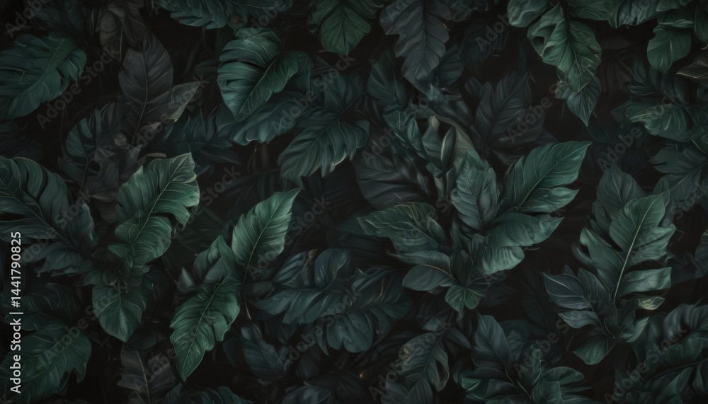 custom made wallpaper toronto digitalLuxurious dark green & black leaf design; mysterious, stylish, trendy,  dramatic,  sophisticated