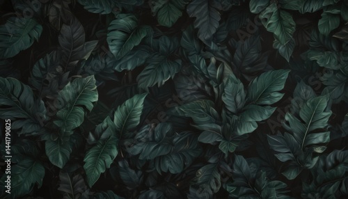 Wallpaper Mural Luxurious dark green & black leaf design; mysterious, stylish, trendy,  dramatic,  sophisticated Torontodigital.ca
