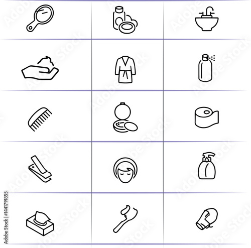 Bathroom Essentials Icons Set Clean Minimalist Design