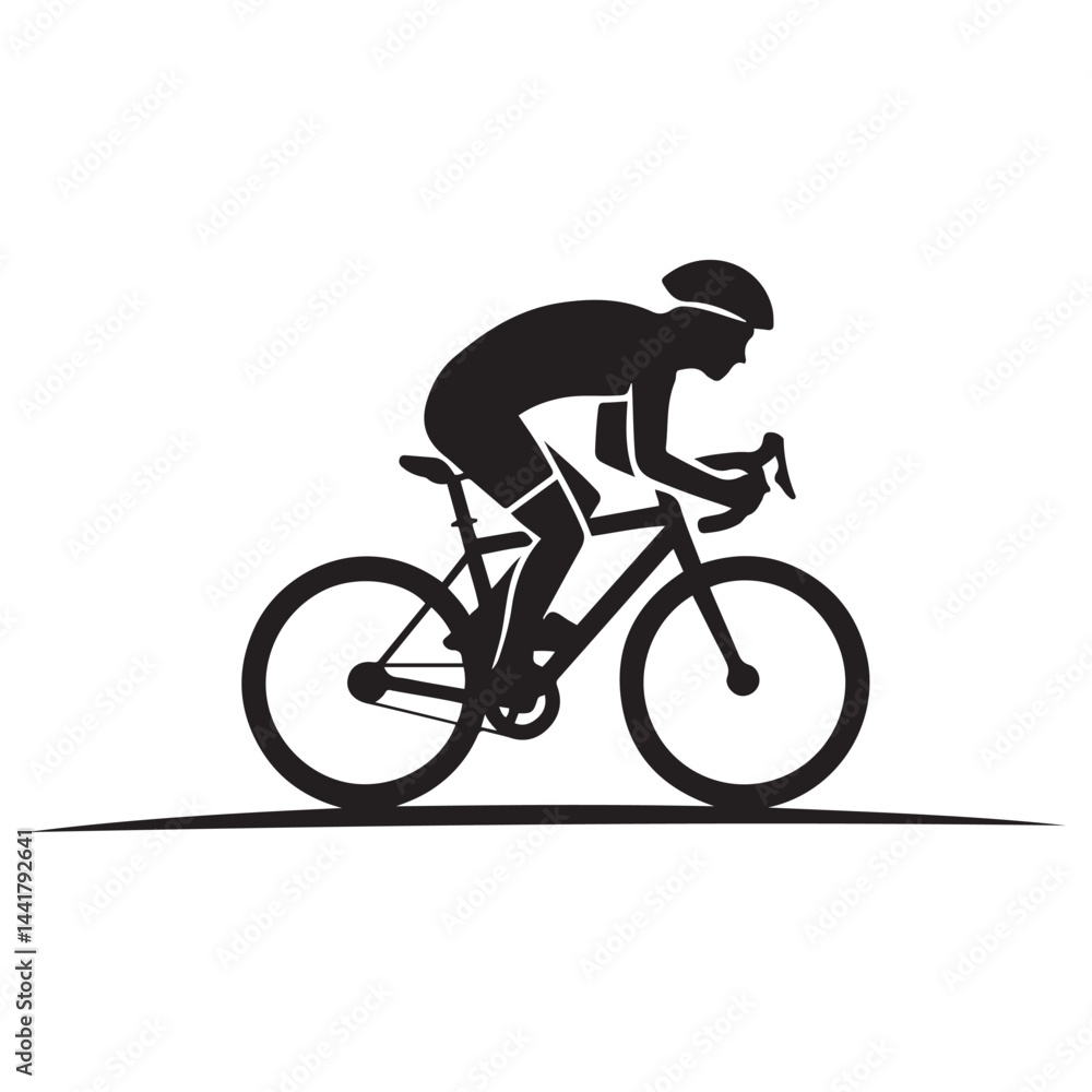 Fototapeta premium Cyclist Black Vector Black silhouettes, Simple Design Icon with White Background