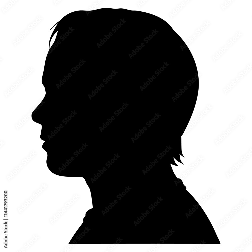 Human Head Silhouette Profile - Minimalist Black & White Portrait Human Head Silhouette Profile - Minimalist Black & White Portrait
