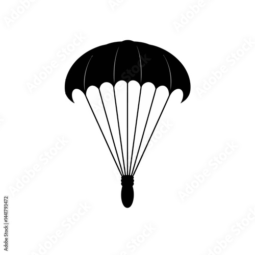 Simple Black Parachute Silhouette Icon