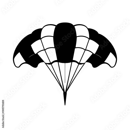 Black and White Parachute Icon Illustration