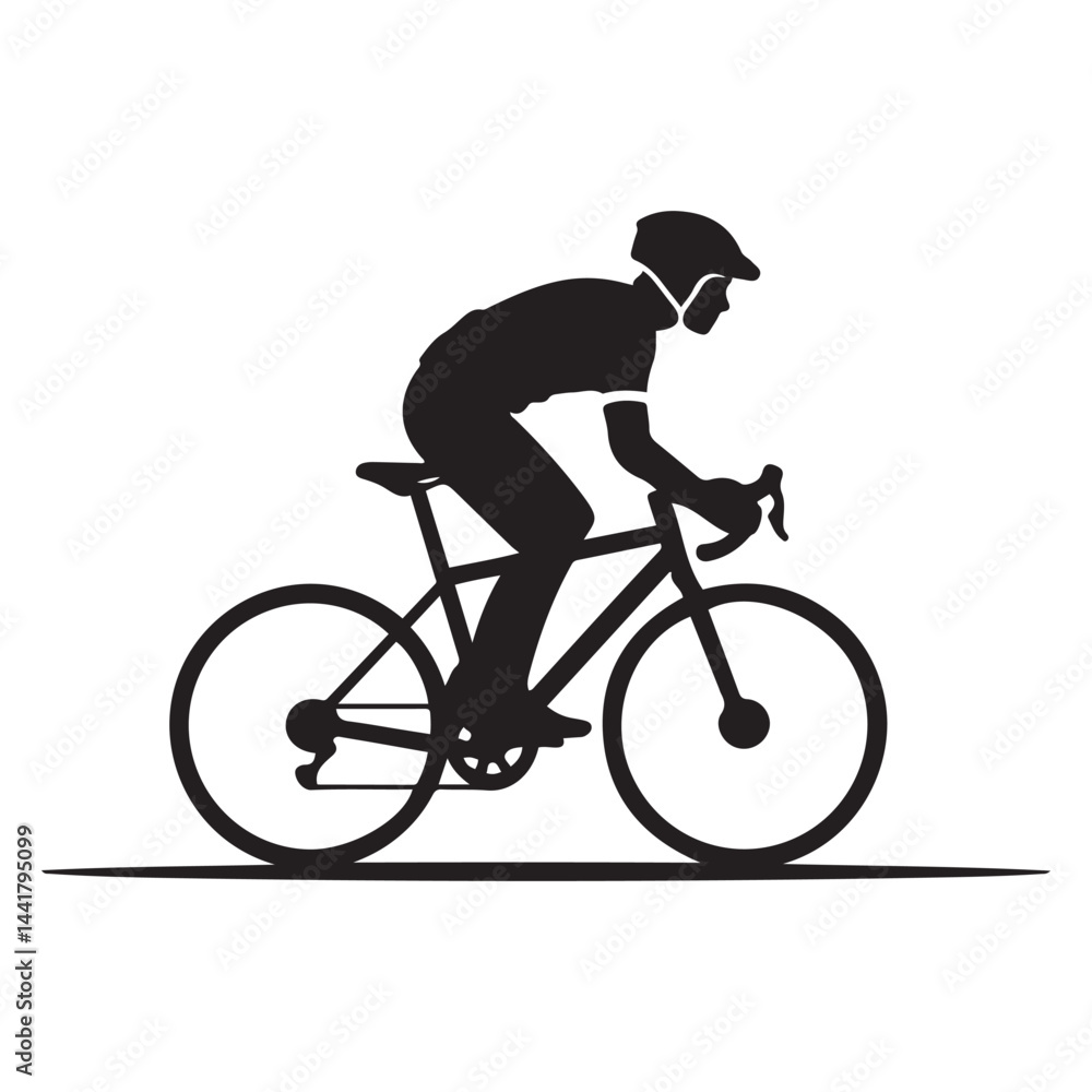 Fototapeta premium Cyclist Black Vector Black silhouettes, Simple Design Icon with White Background