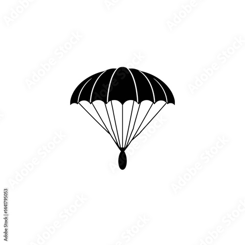 Simple Black Parachute Icon Illustration