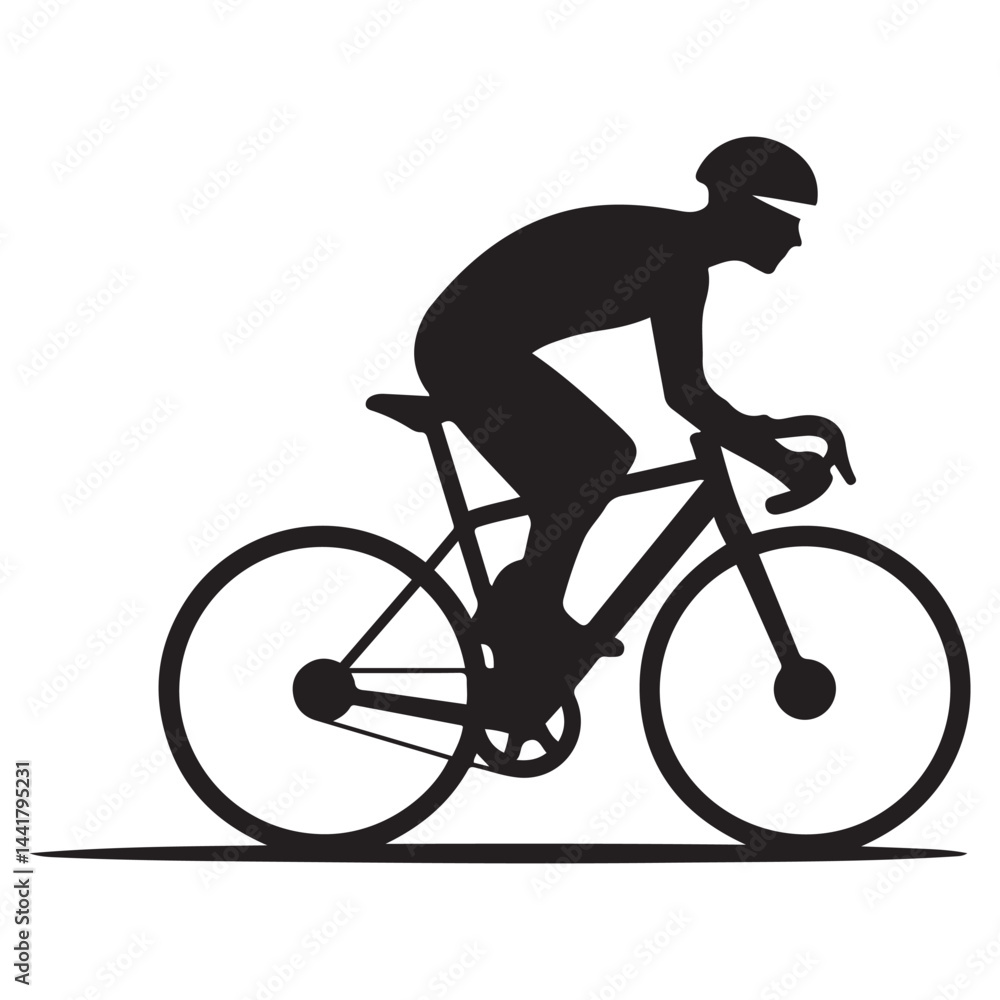 Naklejka premium Cyclist Black Vector Black silhouettes, Simple Design Icon with White Background