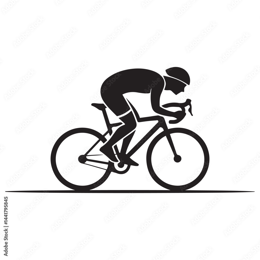 Naklejka premium Cyclist Black Vector Black silhouettes, Simple Design Icon with White Background