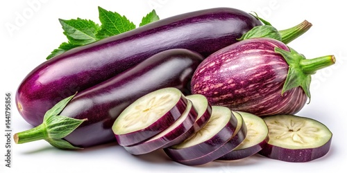 Wallpaper Mural Eggplant Photography: Fresh Whole & Sliced Eggplants, High-Resolution Images, Food Photography, Produce, Vegetables Torontodigital.ca