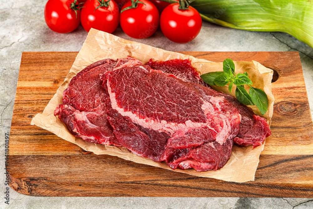 Raw beef cheeks cut for cooking Raw beef cheeks cut for cooking