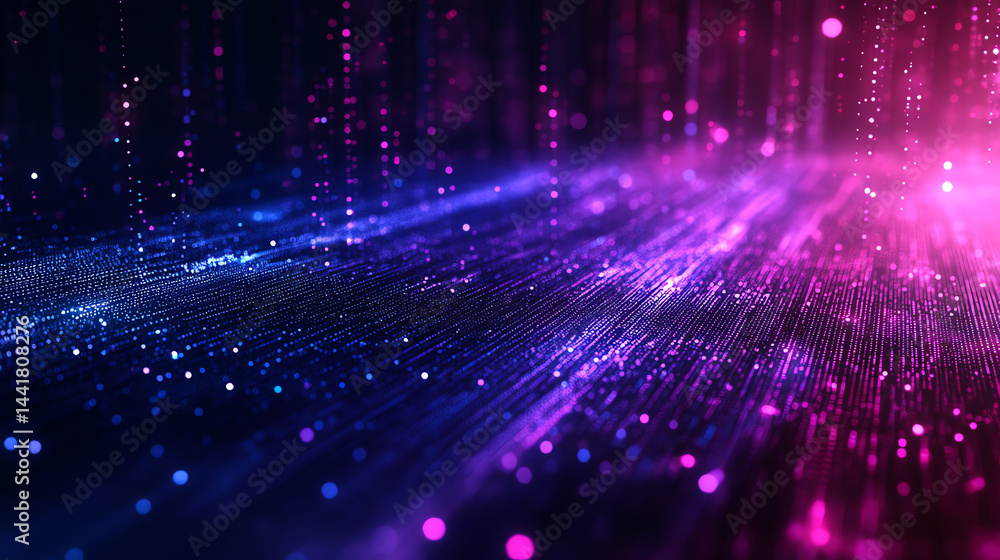 Obraz premium A sleek smooth gradient from deep blue to dark violet with a subtle pixelated texture, perfect for tech-inspired designs. Professional, modern, and high-resolution for digital projects