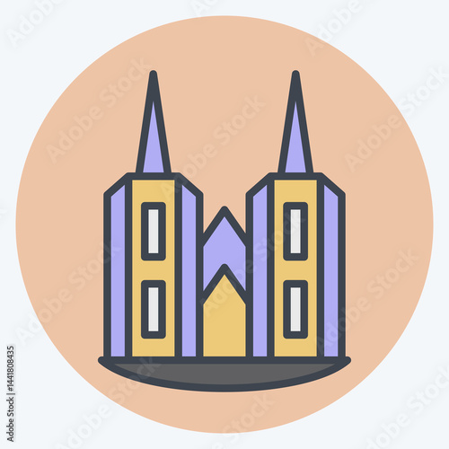 Icon Cathedral. related to House symbol. color mate style. design editable