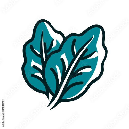 Leafy greens illustration with vibrant green colors and stylized design, perfect for healthy eating concepts