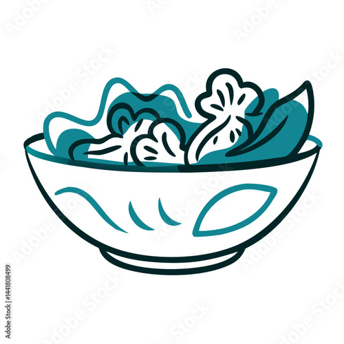 Salad bowl filled with fresh greens and vegetables, healthy eating concept