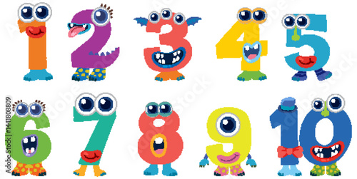 Colorful Monster Numbers for Kids' Learning