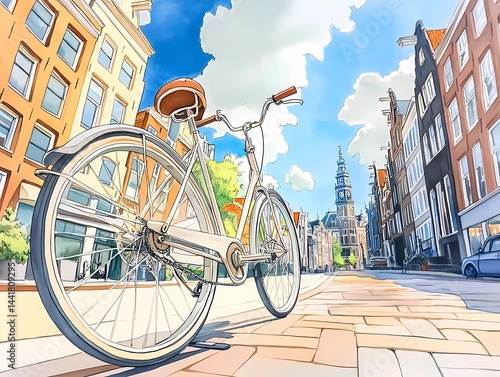 Obraz na płótnie markers sketch style of Europe's transport structure : bike w salonie