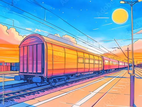 Obraz na płótnie markers sketch style of Europe's transport structure : train w salonie