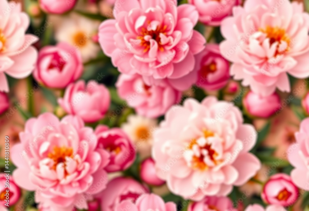 Seamless floral pattern featuring blurred peony blossoms, creating an abstract summery background, abstract, summer Seamless floral pattern featuring blurred peony blossoms, creating an abstract summery background, abstract, summer