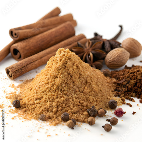 Cinnamon Ground Spice Blend: Aromatic Spices and Ingredients isolated on transparent background
