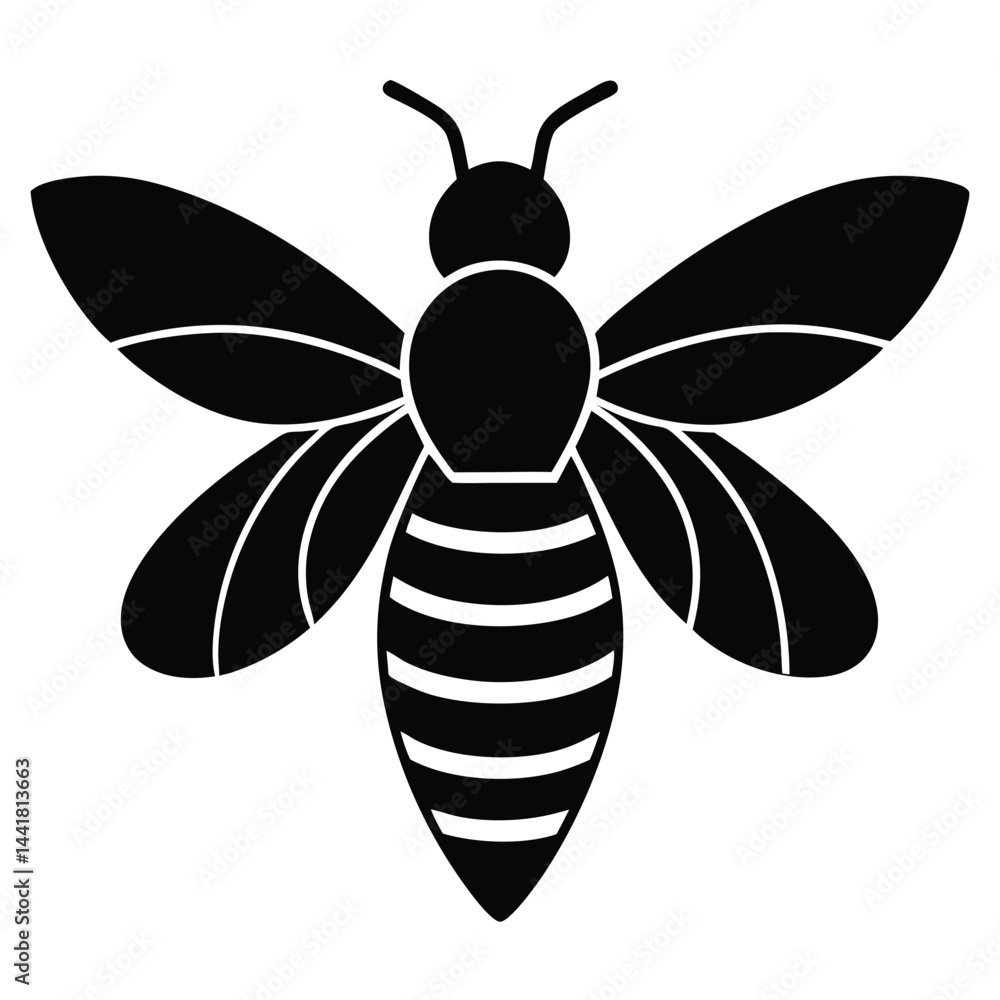 Stylized Black Bee Icon Simple Vector Graphic Stylized Black Bee Icon Simple Vector Graphic