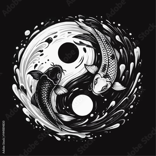 yin yang symbol with black background