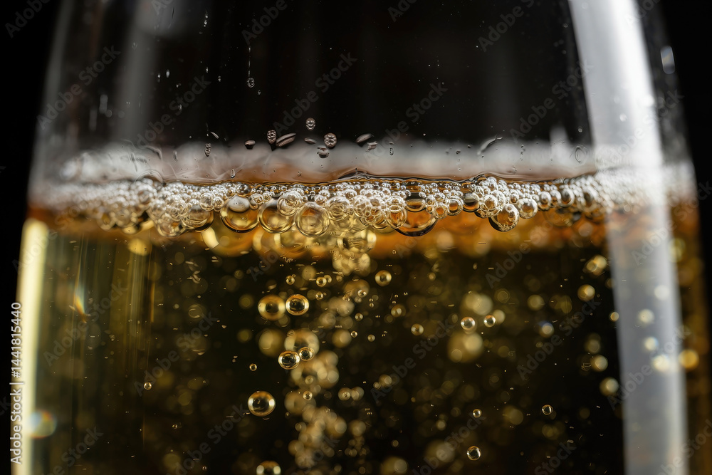 Champagne Glass with Rising Bubbles