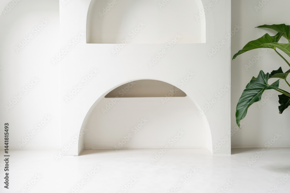 White Arch Space with Plant